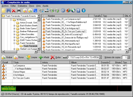 Screenshot: Ventana Principal de la compilación de audio