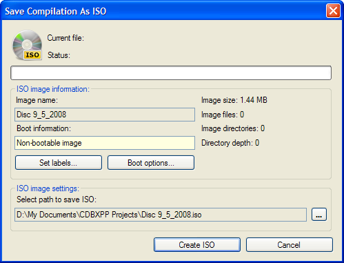 Screenshot:Save Compilation as ISO